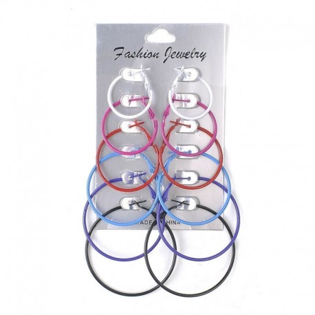 Színes * 1 - 6 pár nagy karika hurok fülbevaló ékszer divat ezüstözött gyöngyös Boho ajándék