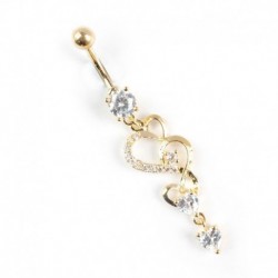 fehér - 1x strasszos testpiercing Dangle Crystal Navel hasgombos rúd súlyzó gyűrűk