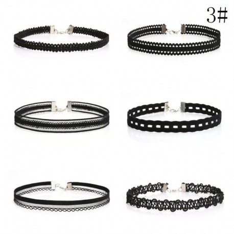 6db / 9. készlet - 10db szexi gótikus punk bársony csipke choker medál lánc nyaklánc szett ékszerek