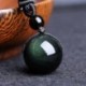 Nincs szín - Vintage Retro Obsidian Stone Lucky Medálszövés Nyaklánc Férfi Női Ékszer