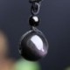 Nincs szín - Vintage Retro Obsidian Stone Lucky Medálszövés Nyaklánc Férfi Női Ékszer