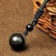 Nincs szín - Vintage Retro Obsidian Stone Lucky Medálszövés Nyaklánc Férfi Női Ékszer