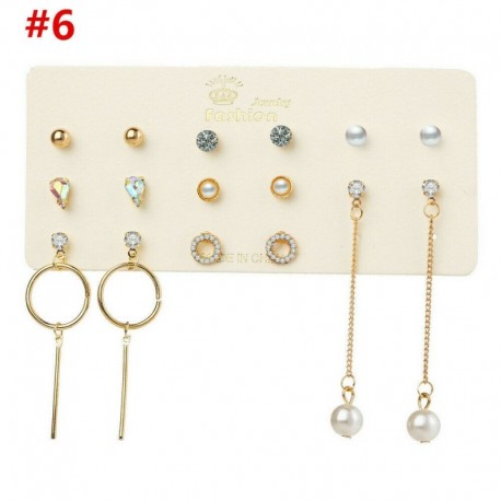 * 6 8Pár / tétel - 6pár koreai stílusú fülbevaló, bojt kristály fülbevalóval, csüngős horog, elegáns nők