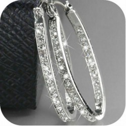 * 19 Ezüst (3 * 1,8 cm) - 1 pár férfi női rozsdamentes acél fülbevaló Punk Hoop Huggie Stud mandzsetta ékszer ajándék