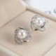 Nincs szín - Bájos 925 ezüst kristálycsillagos gyöngy fülbevaló női esküvői ékszerek