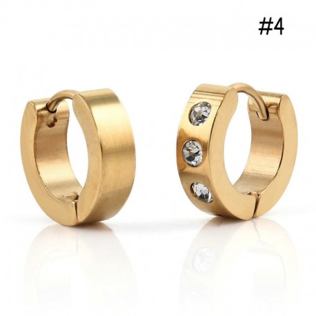 4 * - 2db férfi női rozsdamentes acél strassz kristályos Huggie Hoop fülbevalók