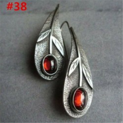 * 38 - Női antik 925 ezüst türkiz drágakövek csepp dangle esküvői eljegyzési fülbevalók