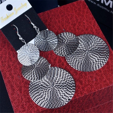 Ezüst - Retro női fülbevaló Bohemia Charm hosszú csepp fülhorog Dangle Party ékszer ajándék