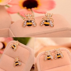 Nincs szín - Divatállat fülbevaló zománc strasszos darázs méh kristály fülbevaló ékszerek