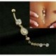 * 5 Arany - CZ súlyzó hasi gomb köldökgyűrű női kristályvirág testpiercing ékszerek