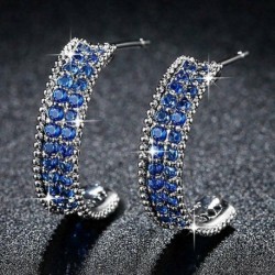 * 30 Kék 1,5 cm - Női 925 ezüst kristályos Huggie Dangle Hoop Punk Stud esküvői fülbevalók ékszerek