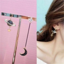 Fekete bolygó - Elegáns Hold Napcsillag Long Dangle Drop Crystal Strassz Női Boho ékszerek