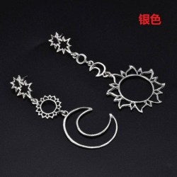 Ezüst Holdcsillag - Elegáns Hold Napcsillag Long Dangle Drop Crystal Strassz Női Boho ékszerek