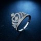 8. - Divat 925 ezüst korona fehér zafír Birthstone esküvői nászgyűrű Sz 6-10