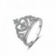 8. - Divat 925 ezüst korona fehér zafír Birthstone esküvői nászgyűrű Sz 6-10