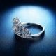 8. - Divat 925 ezüst korona fehér zafír Birthstone esküvői nászgyűrű Sz 6-10