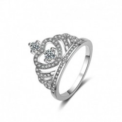 6. - Divat 925 ezüst korona fehér zafír Birthstone esküvői nászgyűrű Sz 6-10