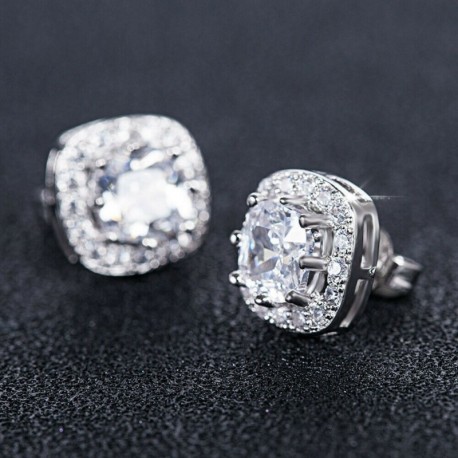 Fehér   Ezüst - Nők 18K rózsaszínű arany hercegnő pezsgős topáz fülbevalók tér fülbevaló