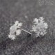 * 3 fülbevaló (1cm) - Ezüst karácsonyi hópehely strasszos kristály nyaklánc Stud fülbevaló ékszer szett