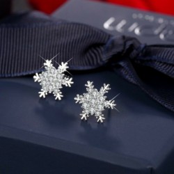 1. számú fülbevaló (1,5 cm) - Ezüst karácsonyi hópehely strasszos kristály nyaklánc Stud fülbevaló ékszer szett