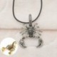 Ezüst - Férfi Vintage Scorpion nyaklánc bőr kötél medál nyak lánc ékszer tartozék