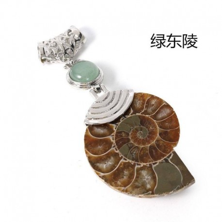 Zöld Tanglin - Rózsakvarc AMMONIT FOSSIL medál csakra reiki gyógyító amulett energia US