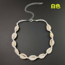 fehér - Cowrie Shell nyaklánc Choker kagyló természetes arany állítható tengerparti tengeri nyaklánc