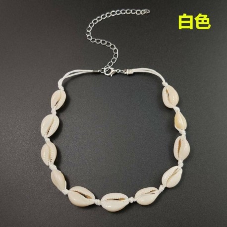 fehér - Cowrie Shell nyaklánc Choker kagyló természetes arany állítható tengerparti tengeri nyaklánc