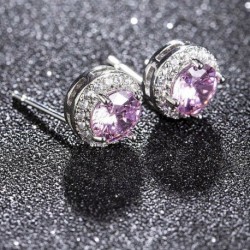 * 2 Lila - 18K Rózsaarany hercegnő vágott pezsgőtopáz fülbevalók köbös cirkónia fülbevalóval