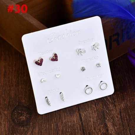 * 30 6pár / tétel - 24Pair női divat strasszos kristály gyöngy fülbevaló ékszer ajándék