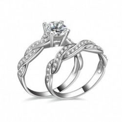 7 - Női Lady Gemstone CZ esküvői eljegyzési gyűrű szett gyűrűk 6-9 méretű ékszerek