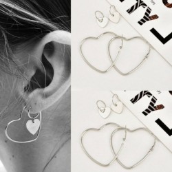 Nincs szín - 1 pár női szív nagy fülbevaló 925 ezüst Dangle fülbevalóval ékszer ajándék