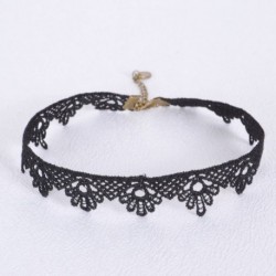 * 6 - Gótikus punk fekete csipke retro choker gallér nyaklánc ékszer csipke virág medál