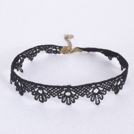 * 6 - Gótikus punk fekete csipke retro choker gallér nyaklánc ékszer csipke virág medál