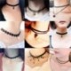 * 34 - Gótikus punk fekete csipke retro choker gallér nyaklánc ékszer csipke virág medál