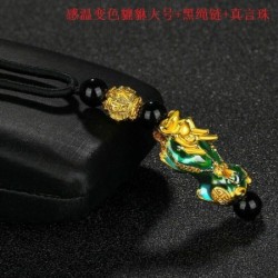 2. kötéllánc - Feng Shui fekete Obsidian Pixiu Wealth Good Luck sárkány medál nyaklánc ékszerek