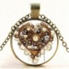 Nincs szín - Vintage Retro Steampunk szív fotó Cabochon üveg medál bronz lánc nyaklánc