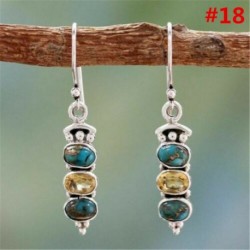 * E18 (5,4 * 1,2 cm) - 925 ezüst ametiszt holdkő opál rubin topáz dangle csepp fülbevaló kampós ékszerek