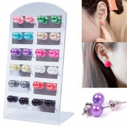 Nincs szín - 12 pár új stílusú divat női party szépség gyöngy kerek fül Stud fülbevaló szett