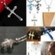* 15 Piros - Unisex 925 ezüst rozsdamentes acél kereszt medál lánc nyaklánc divat ékszerek