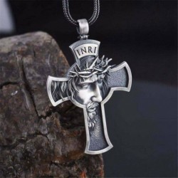 * 8 Ezüst - Unisex 925 ezüst rozsdamentes acél kereszt medál lánc nyaklánc divat ékszerek
