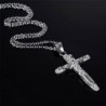 * 17 Ezüst - Unisex 925 ezüst rozsdamentes acél kereszt medál lánc nyaklánc divat ékszerek