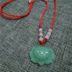 Nincs szín - Divat Természetes Zöld Jade Lotus Charm Medál Szerencsés Nők Állítható Nyaklánc