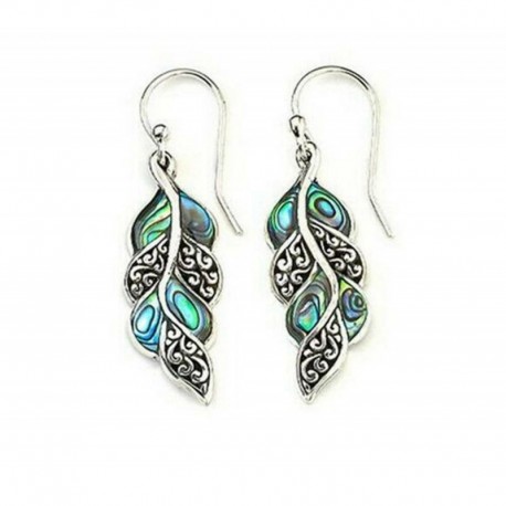 Nincs szín - Női 925 ezüst opál drágakő fülhorog Dangle Drop fülbevaló divat ékszer JP