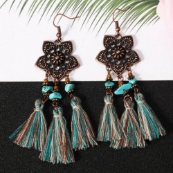 * 43 - Női divat cseh fülbevalók Vintage hosszú rojtos bojt Boho Dangle fülbevalók