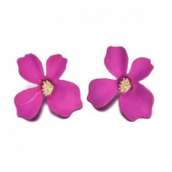 * 1 rózsaszínű (3,2x2,9 cm) - Női báj Boho festmény nagy virágok fül fülbevalók nyári strand ékszerek_AU