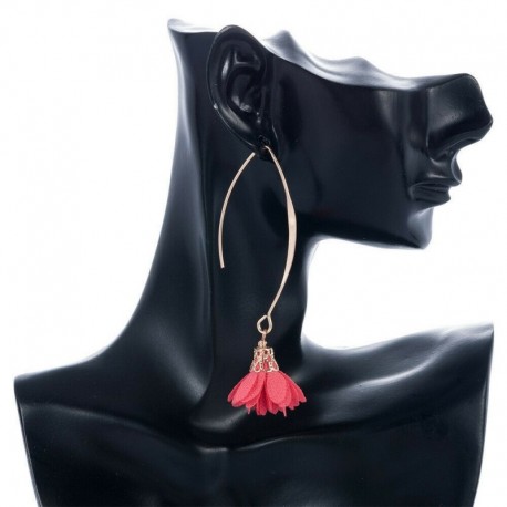 * 7 görögdinnye piros (7,2x2 cm) - Női báj Boho festmény nagy virágok fül fülbevalók nyári strand ékszerek_AU