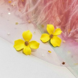 * 1 sárga (3,2x2,9 cm) - Divat Boho festmény nagy virágok fülbevaló fülbevalók női báj ékszerek 1 pár