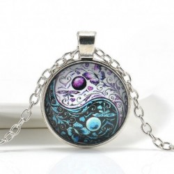 Ying Yang Pillangó - Vintage Punk Butterfly Dragon Cabochon üveg bronz lánc bagoly medál nyaklánc