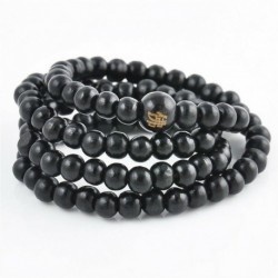 * 2 Fekete - 108 gyöngy 6 mm-es fa természetes szantálfa-buddhista Buddha ima gyöngy Mala karkötő